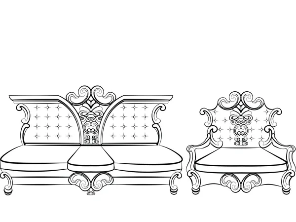 Royal Sofa and Armchair set — ストックベクタ