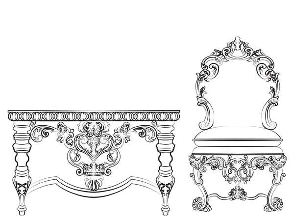 바로크 제국 스타일의 가구 — 스톡 벡터