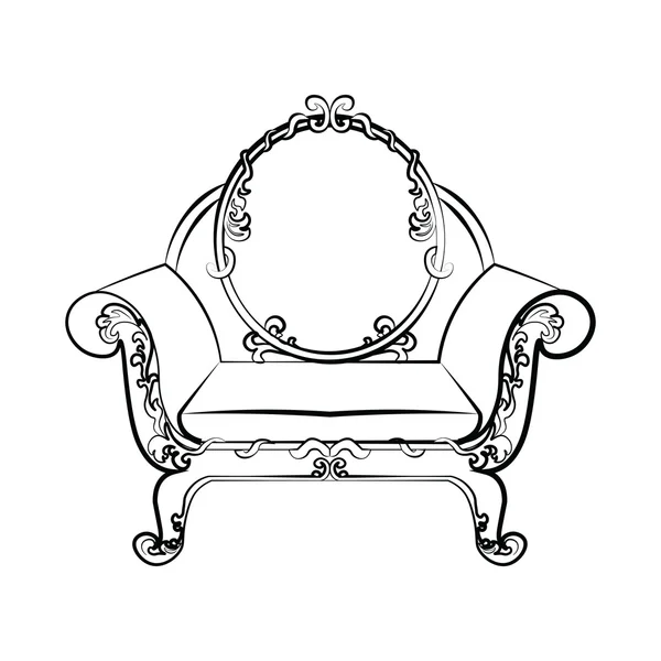 Classic royal armchair with acanthus floral ornaments — Stock Vector