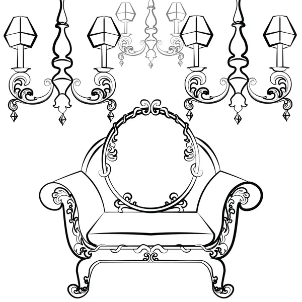 Clássico luxo estilo set cadeira — Vetor de Stock