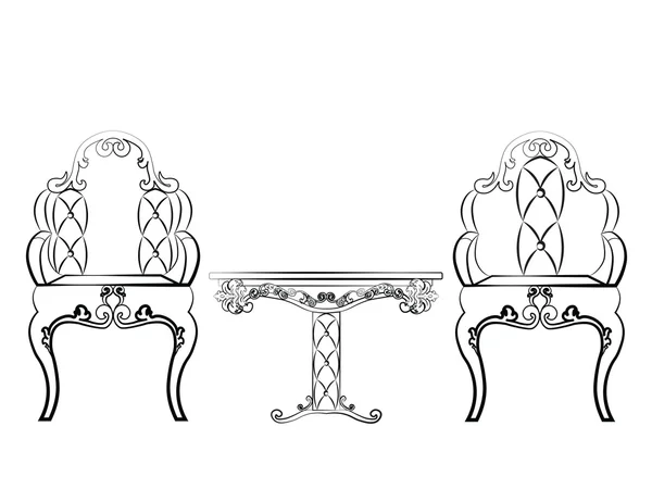 Elegante Set di mobili per tavolo e sedie — Vettoriale Stock