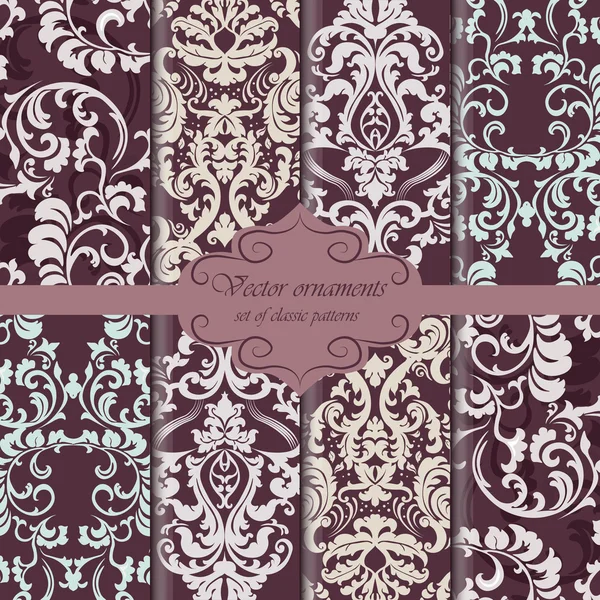 Vintage Floral ornament damask patterns — Stock Vector