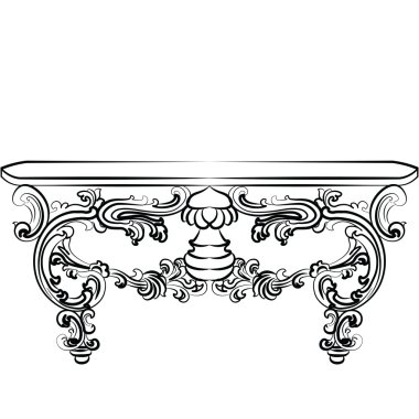 Detaylı süsler ile masa mobilyaları