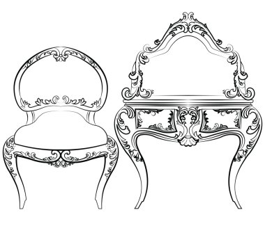 Lüks süseşyaları ile klasik kraliyet mobilya seti