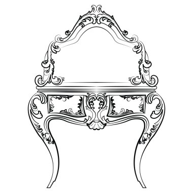 Tuvalet masası ayna klasik barok tarzı ile