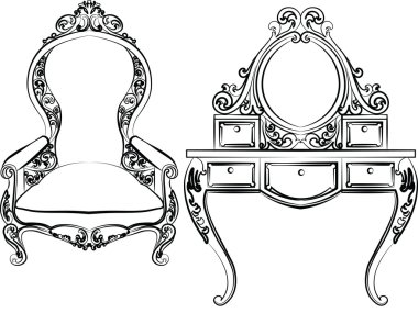 Tuvalet masası ve koltuk takımı