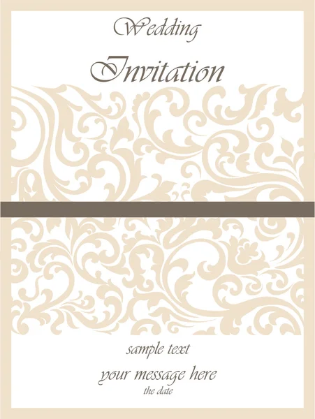 Wedding Invitation card with lace ornament — Stock Vector