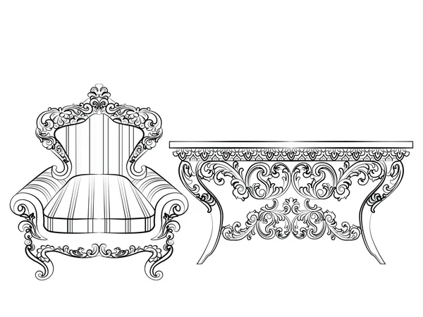 Mobiliário barroco estilo imperial de luxo — Vetor de Stock