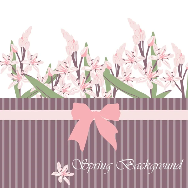 春天时间卡与粉红色的花朵 — 图库矢量图片