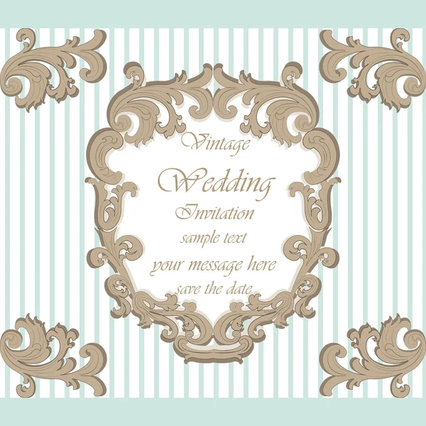 Karta zaproszenia ślubne z klasycznym królewskim ornamentem — Wektor stockowy
