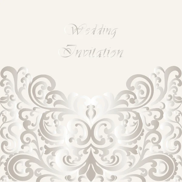 Hochzeitseinladungskarte mit glänzendem Ornament aus Spitze — Stockvektor