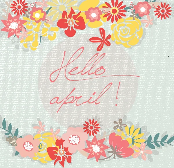 Hello Spring April card — Stock Vector