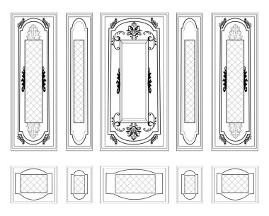 Vektör duvar çerçeveler dekoratif Şam süslü wainscoting