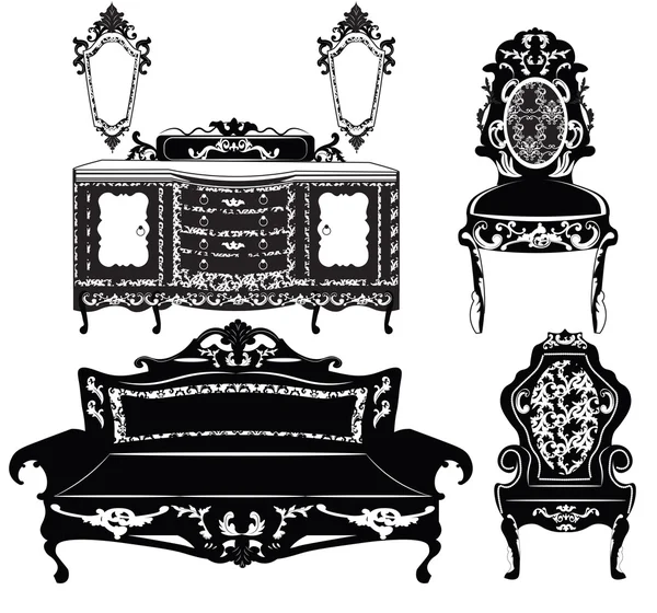 Vintage barok mobilya set — Stok Vektör