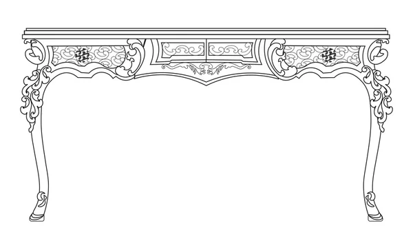 Стол в стиле барокко с выгравированными орнаментами — стоковый вектор