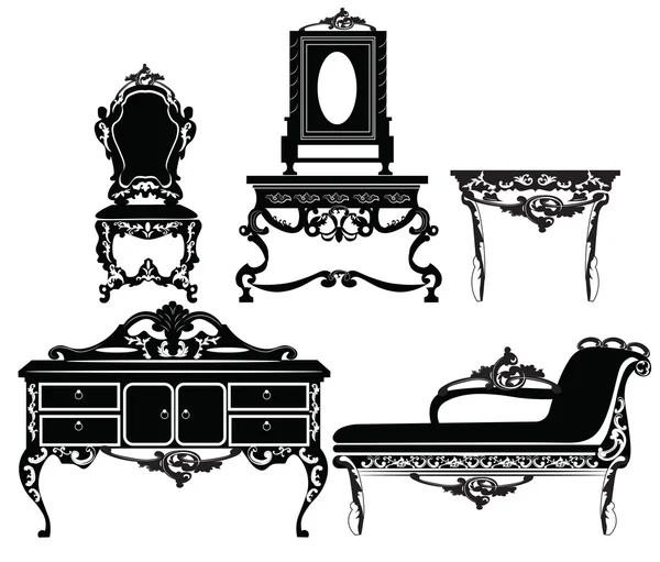 Ensemble de meubles baroque vintage — Image vectorielle