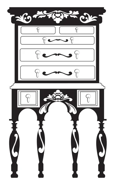 Vintage Baroque Rich Commode table — Stock Vector