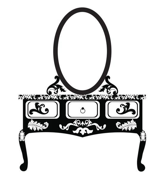 Vestidor con espejo en estilo Vintage — Vector de stock