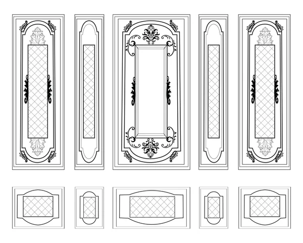 Molduras de parede vetorial wainscoting Damasco decorativo Ornamentado — Vetor de Stock