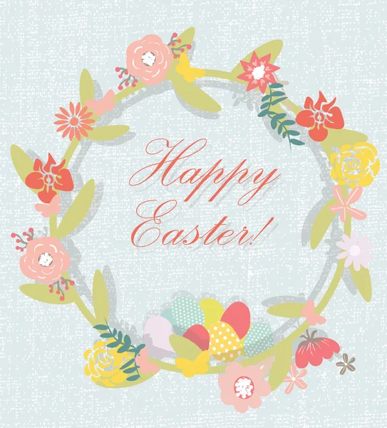 Happy Easter Floral handgemaakte kaart — Stockvector