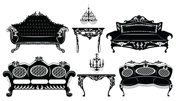 Klassiska möbler i barockstil — Stock vektor