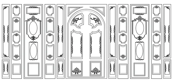 Vector wainscoting Damasco decorativo Molduras ornamentadas para paredes ou fundos — Vetor de Stock