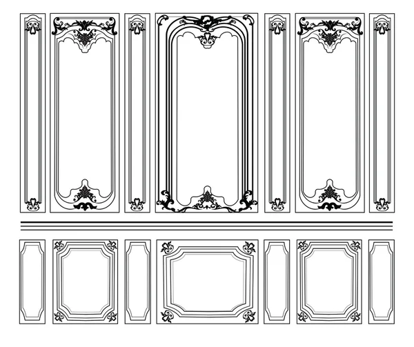 Damasco decorativo Molduras ornamentadas para paredes ou fundos — Vetor de Stock