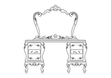 Tuvalet Masası ve lüks zengin süsler ile ayarla ayna