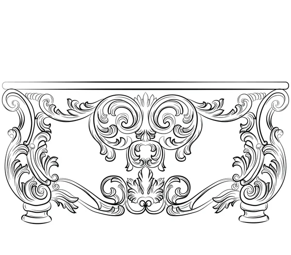 Mesés Rich Rococo Desk táblázat — Stock Vector