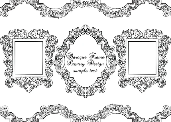 Set of Baroque Vintage Decoration Frames — Stock Vector