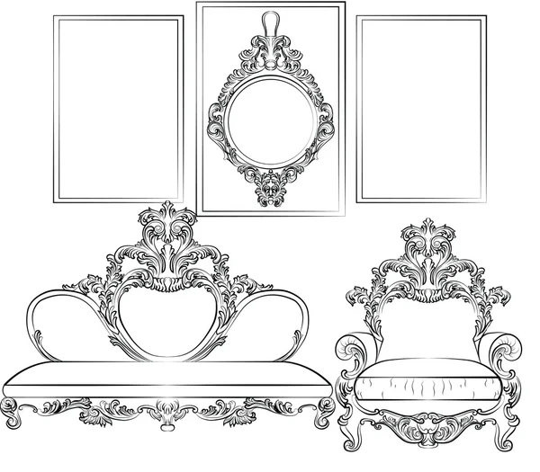 皇家Sofa和框架套装 — 图库矢量图片