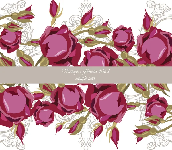 Vintage acuarela rosas flores — Vector de stock