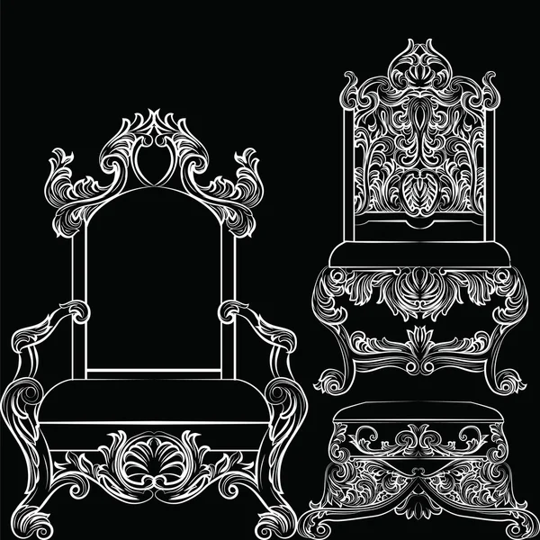 Set de muebles de estilo barroco de lujo — Vector de stock