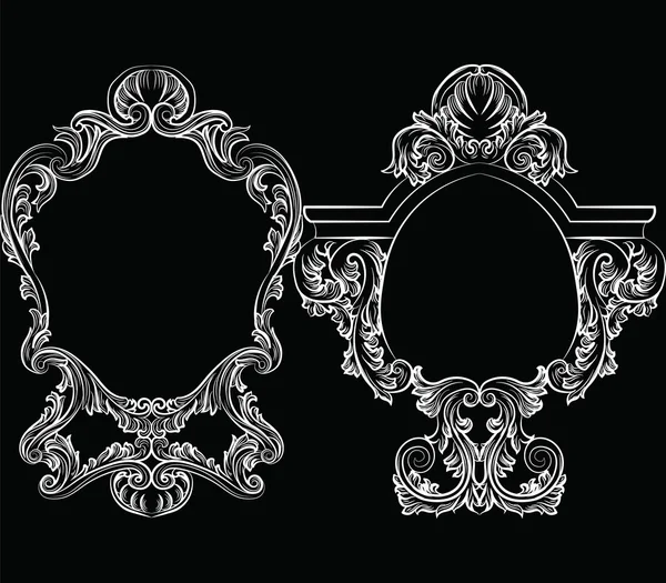 Zestaw barokowych zabytkowych ramek dekoracyjnych — Wektor stockowy