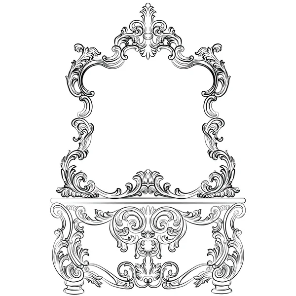 Vektör Barok mobilya Giydirme Masası ve ayna çerçeve
