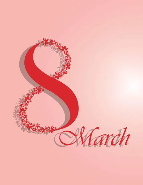 8 марта Приглашение Красный символ на женский день — стоковый вектор