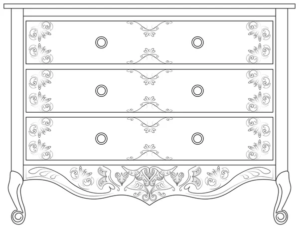 Classic commode with ornaments — Stock Vector