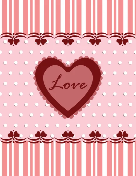 Amor tarjeta de corazón de encaje del día de San Valentín — Vector de stock