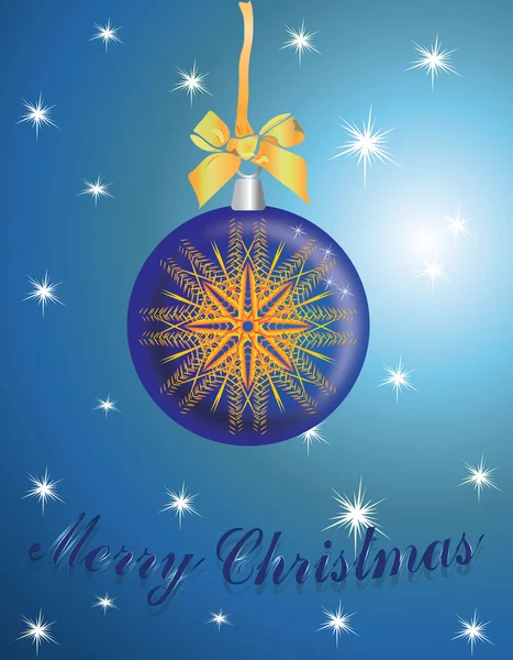 Merry Christmas card op blauw — Stockvector