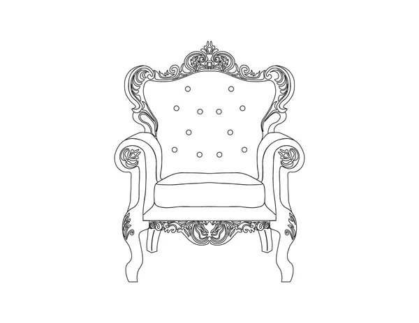 Sillón real clásico con adornos de lujo — Vector de stock