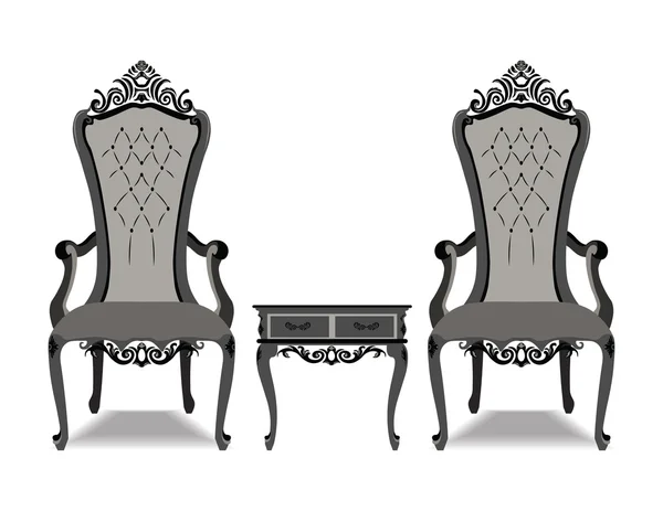 Elegante conjunto de muebles ornamentados de lujo barroco — Vector de stock