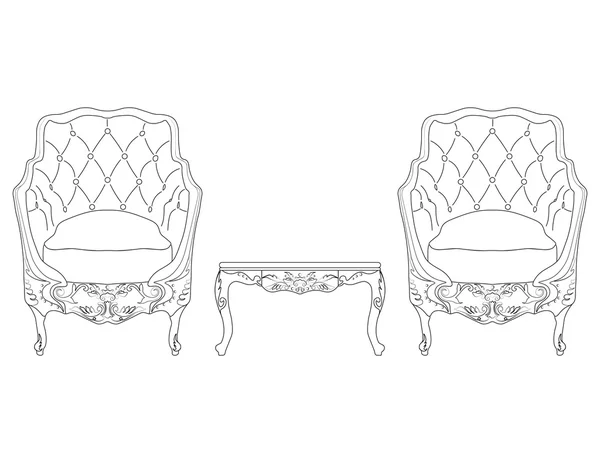 Elegante barroco muebles ornamentados de lujo — Vector de stock