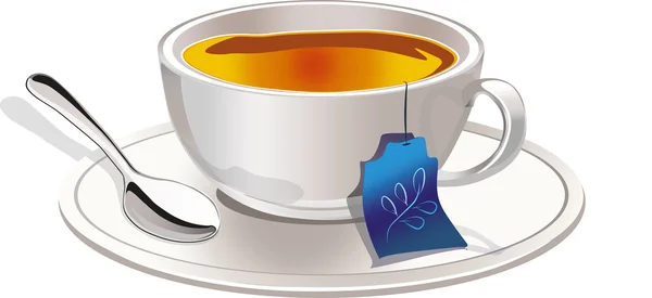 Chá quente em uma xícara de chá — Vetor de Stock