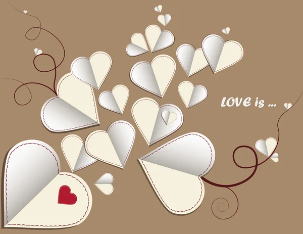 Carta de amor corazones en una composición de fondo Vintage — Vector de stock