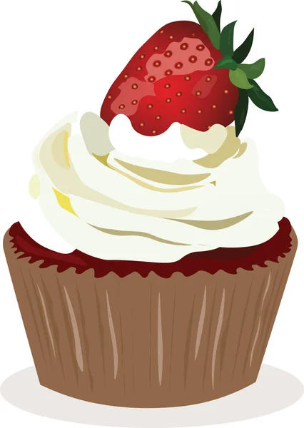 Cupcake with strawberry whipped cream — Stock Vector