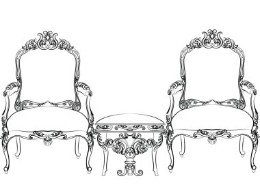 Royal Barok Vector Klasik koltuk mobilya seti