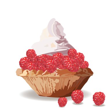 Ahududu ve krema ile Tart kek