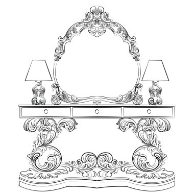 Glamorous Fabulous Barok Rokoko Konsol Masa ve Ayna çerçeve seti