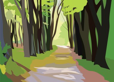 Green Forrest Trees Vector clipart