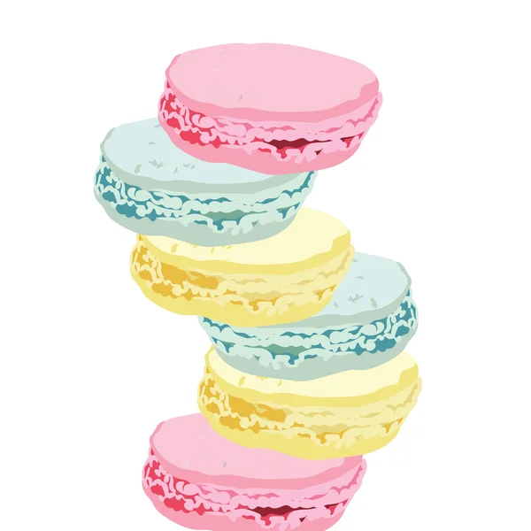 Macaroons isolados sobre fundo branco — Vetor de Stock